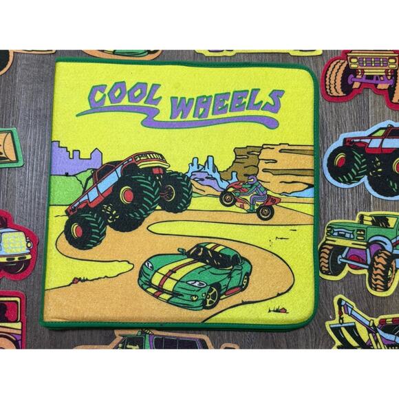 Soft Play Felt Book Playset Cool Wheels - 21 Felt Vehicles, Monster Truck & More - Picture 2 of 9